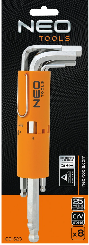 Klucze Šešiakampiai raktai NEO 09-523 (2-10 mm, 8 vnt.)