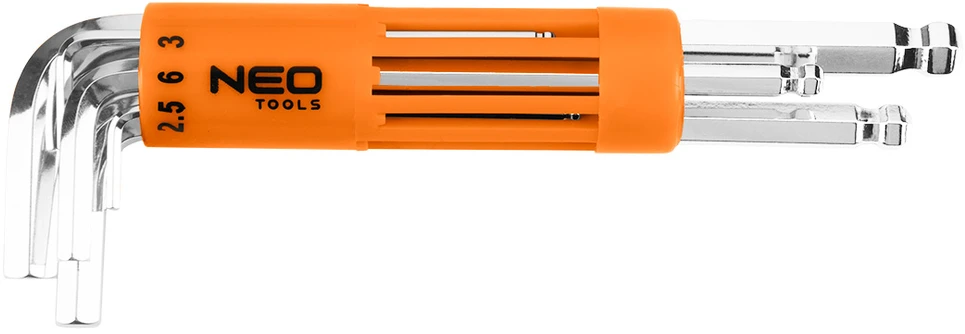 Klucze Šešiakampiai raktai, ilgi, sferiniai 2-10 mm, 8 vnt. rinkinys