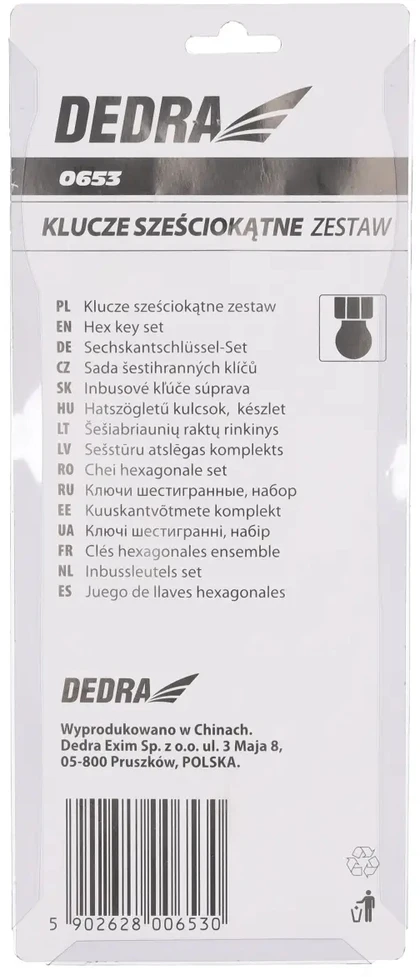 Raktai eiak 9vnt 1510mm ilgi apval DEDRA