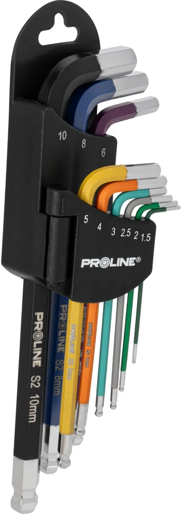 Klucze Šešiakampiai raktai su rutuliuku, 9 vnt. rinkinys, 1,5–10 mm, s2, proline