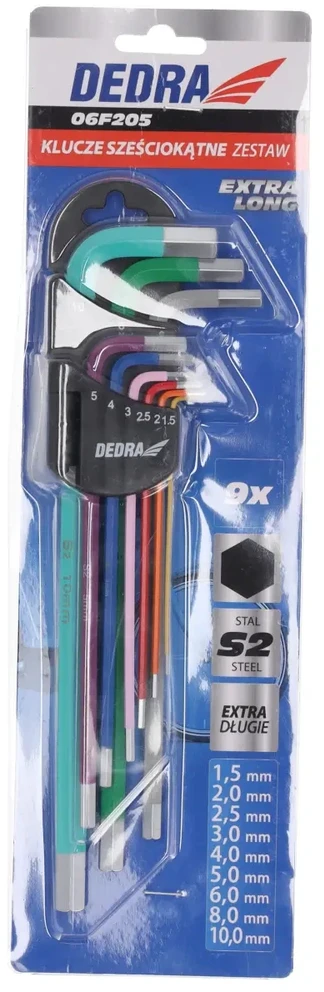 Dedra eiakampiai raktai ilgi spalva 1510mm rinkinys 9vntS2