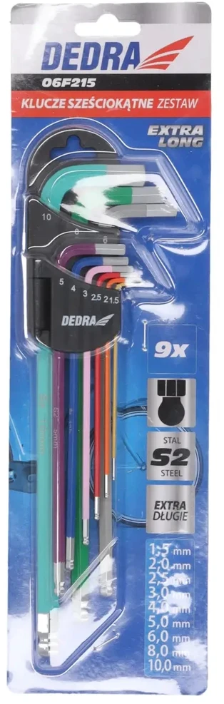 Dedra eiabriauniai raktai rutulys extrailgi 1510mm rinkinys 9vnt S2