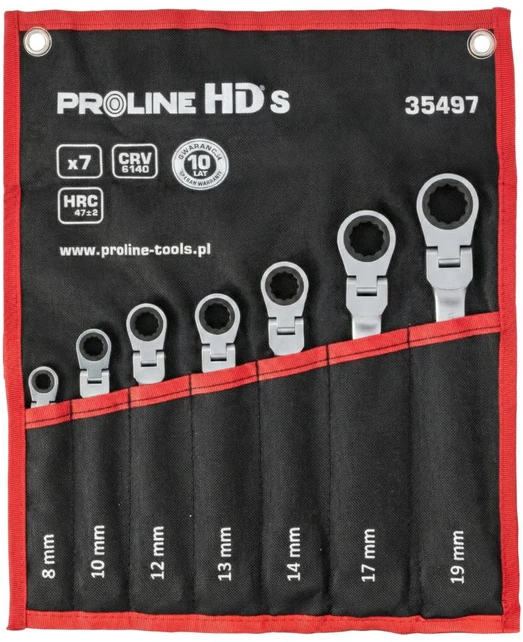 Klucze Terkšliniai raktai, 7 vnt. (8-19 mm), CV, Proline "HD"