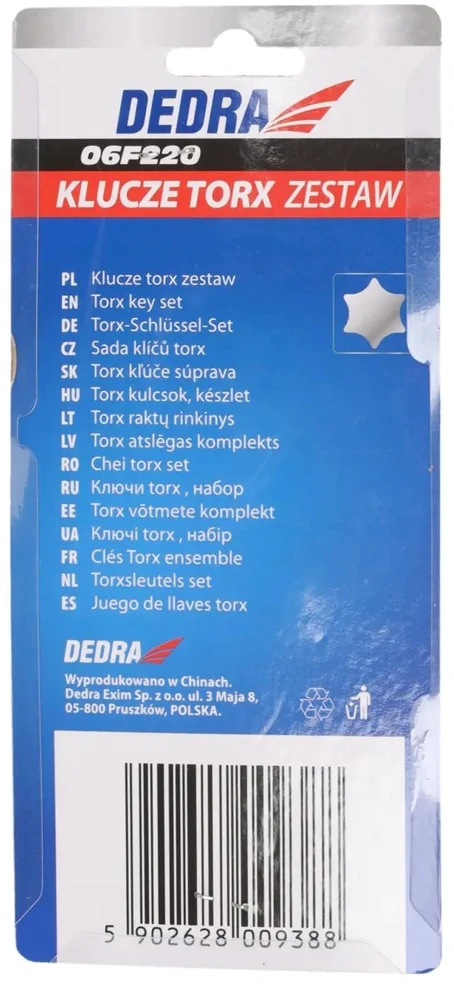Dedra Torx raktai trumpi T10T50 rinkinys 9vnt CRV