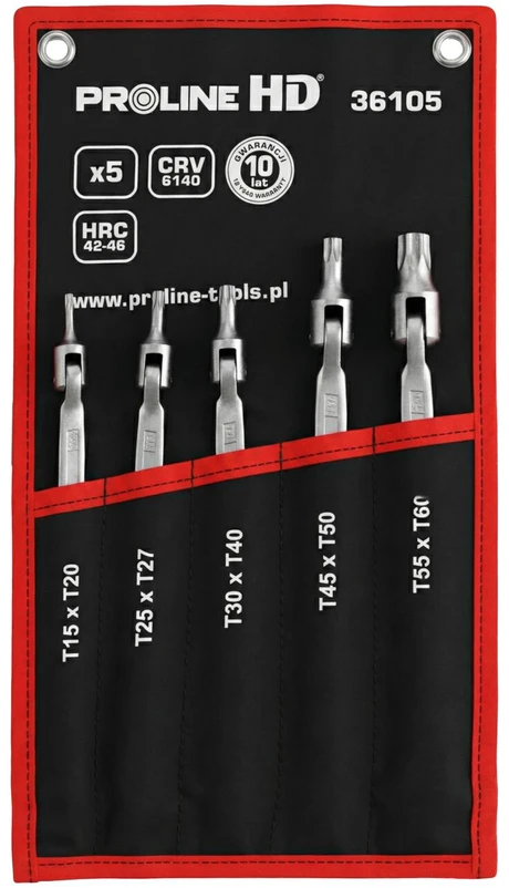 Klucze „Torx“ šarnyriniai raktai, vnt. 5 (t15xt20-t55xt60), cv, „Proline“ „hd“