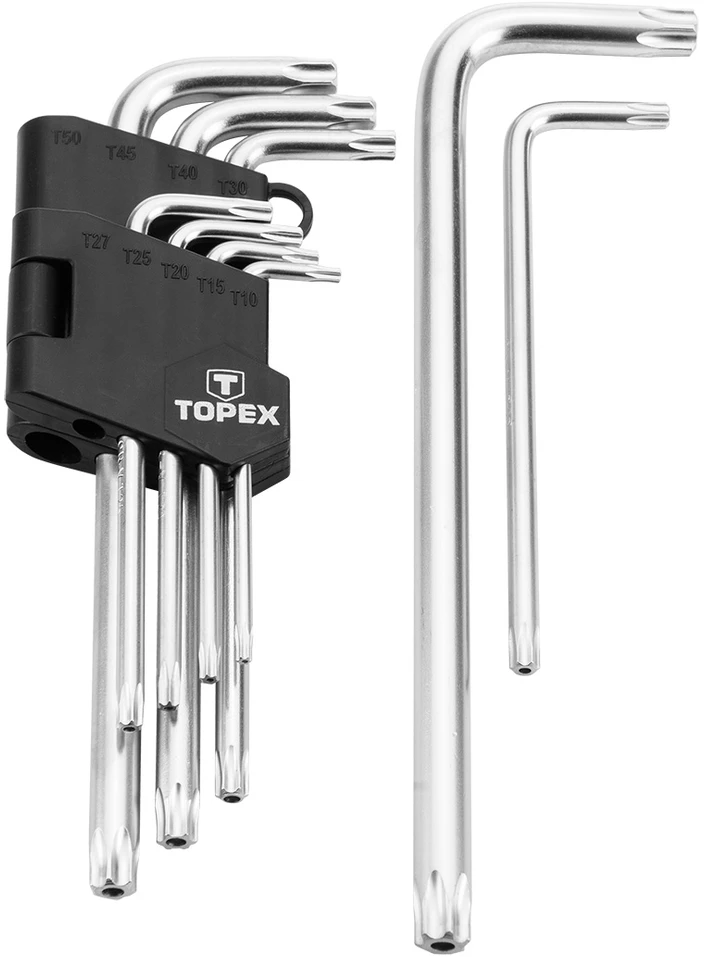 Topex Torx stiebo veržliarakčio komplektas L T10-T50 9vnt.