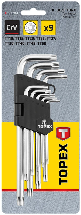Topex Torx stiebo veržliarakčio komplektas L T10-T50 9vnt.