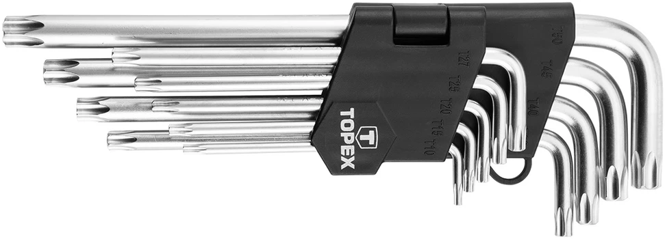 Topex Torx stiebo veržliarakčio komplektas L T10-T50 9vnt.