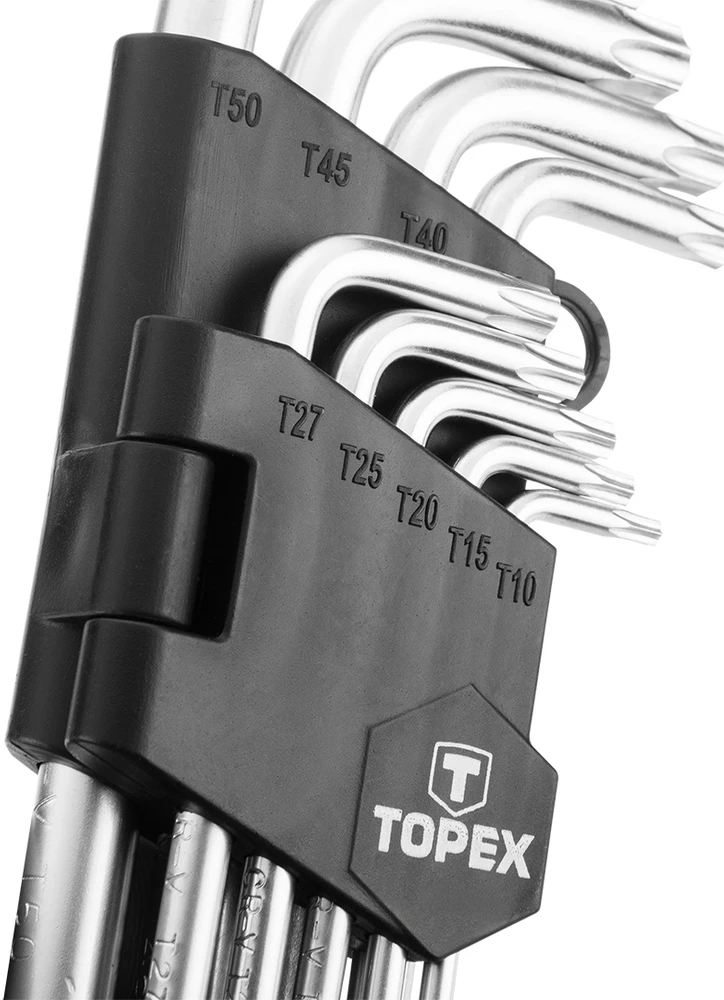 Topex Torx stiebo veržliarakčio komplektas L T10-T50 9vnt.
