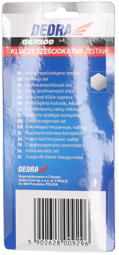 Dedra eiabriauniai raktai trumpi 1510mm rinkinys 9vnt CRV