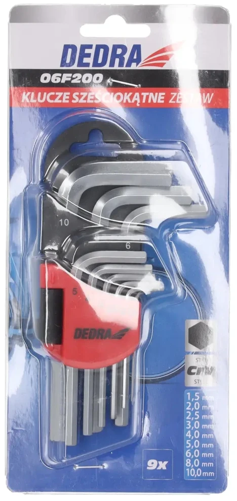 Dedra eiabriauniai raktai trumpi 1510mm rinkinys 9vnt CRV