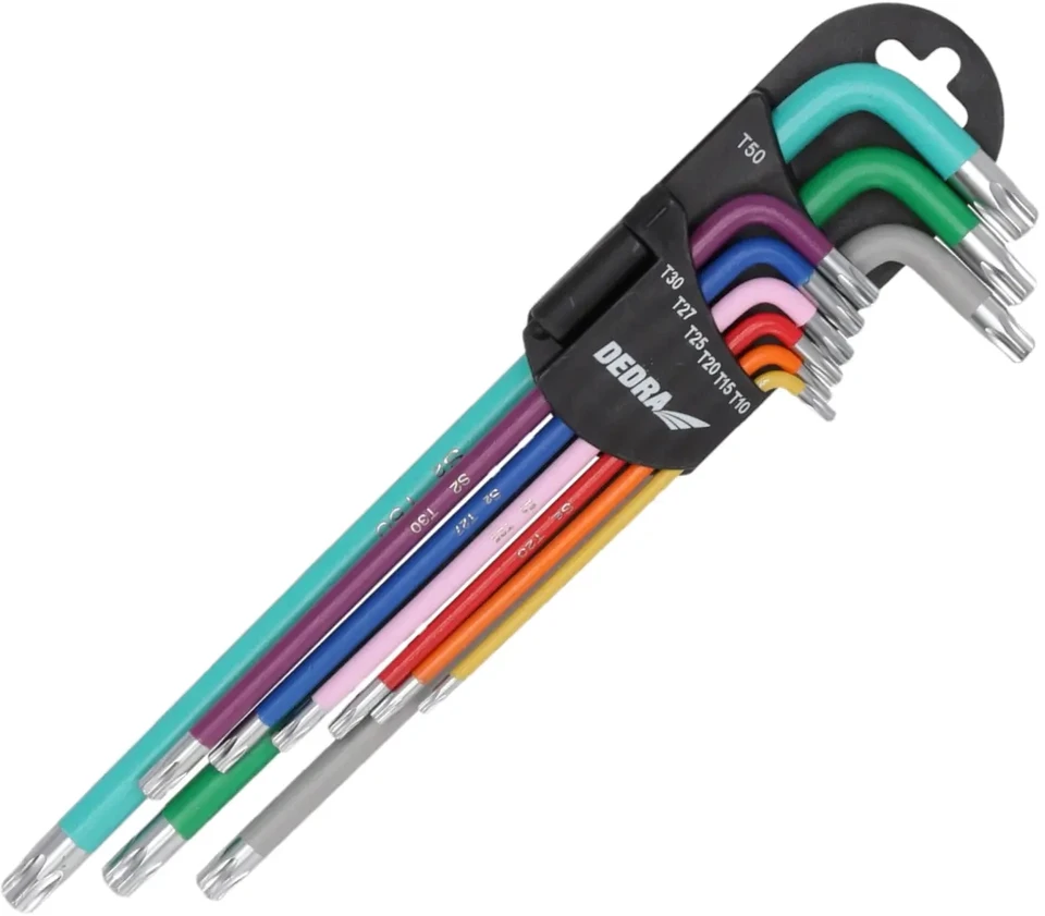 Dedra Torx raktai extra ilgi spalvaT10T50 rinkinys 9vnt S2