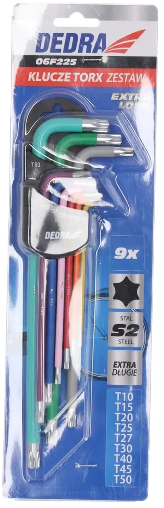 Dedra Torx raktai extra ilgi spalvaT10T50 rinkinys 9vnt S2