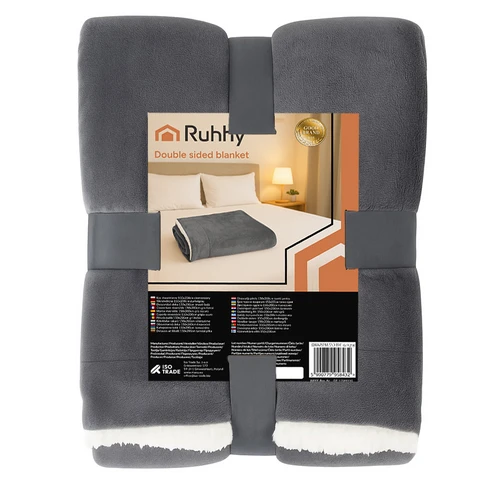 Double-sided blanket 150x200cm dark pilka Ruhhy 26292