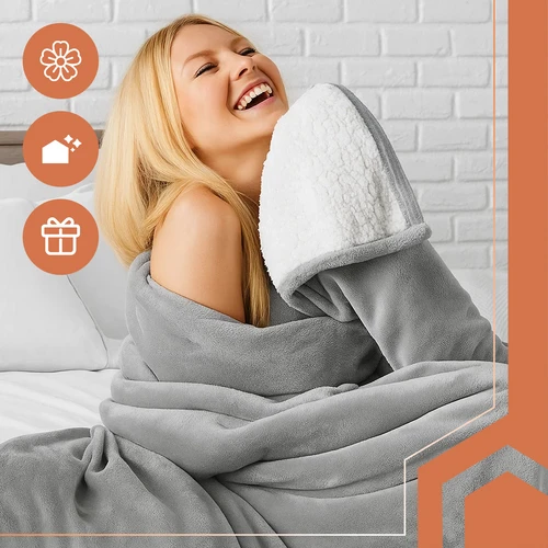 Double-sided blanket 150x200cm light pilka Ruhhy 26293