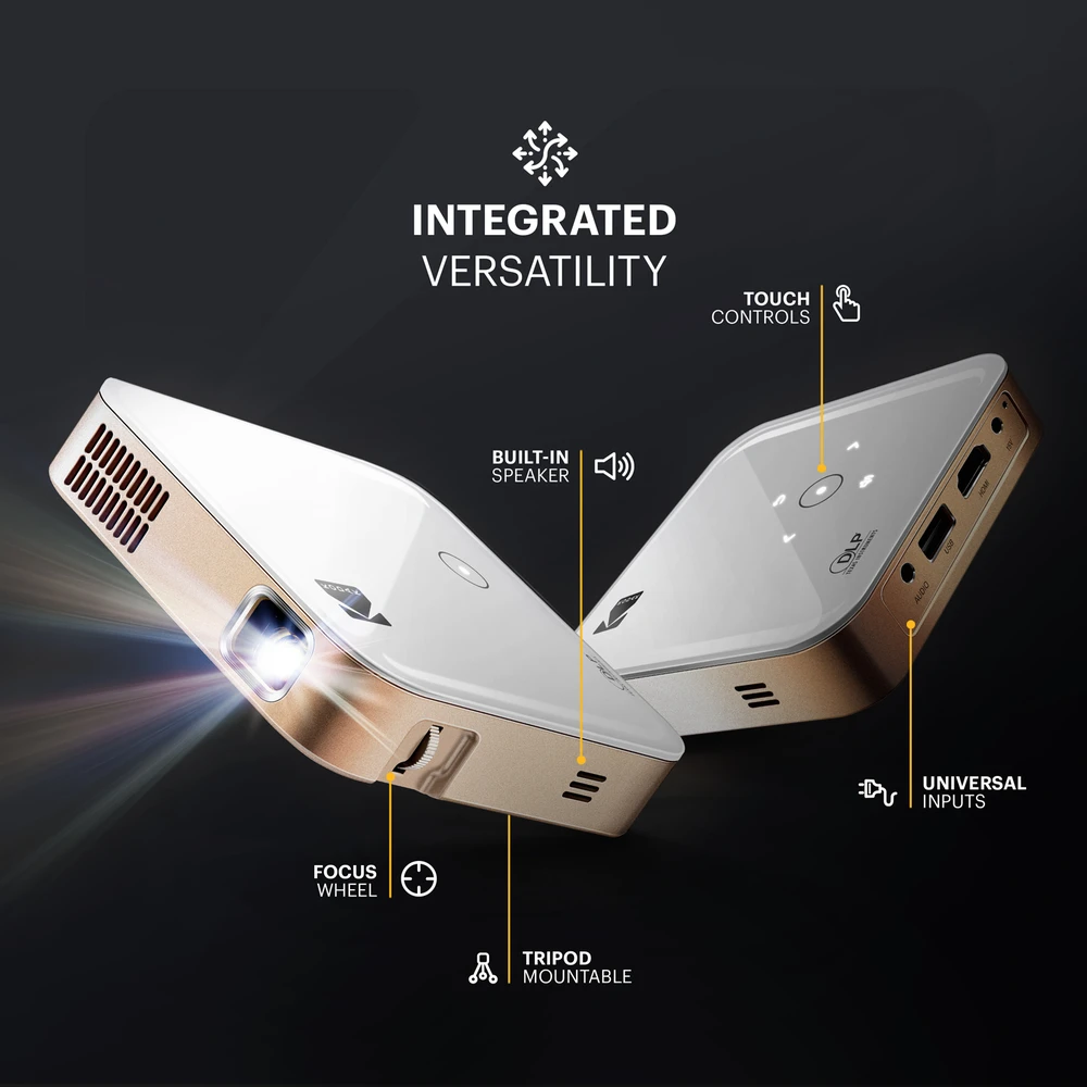 Projektorius Kodak Portable Series Luma 350 RODPJS350WH WVGA (854x480), 50 ANSI lumens, 3500:1, Baltas/Gold, Wi-Fi