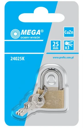 Mega Pakabinama spyna žalvarinė SLIM 25mm 3 raktai