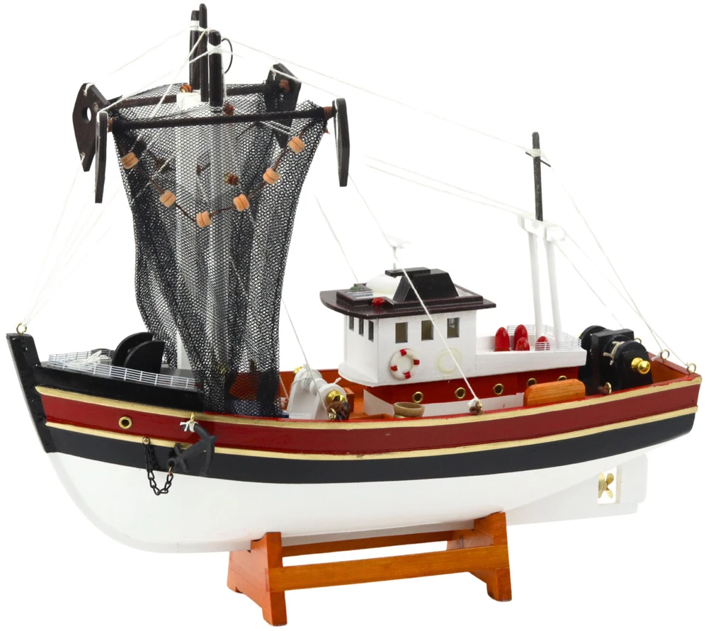 Dekoratyvinis žvejybos laivo modelis su tinklu 38x31 cm