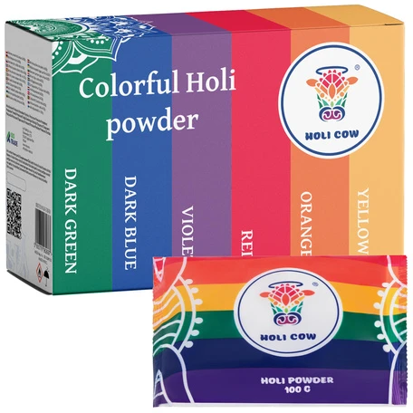 Holi spalvų miltelių rinkinys 6x100g Holi Cow 27335