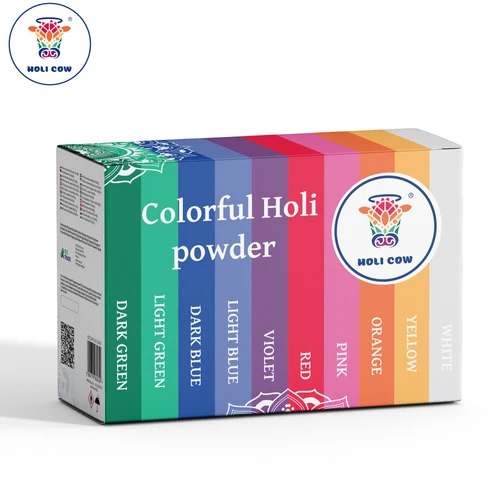 Holi spalvų miltelių rinkinys 10 x 100 g Holi Cow 27334
