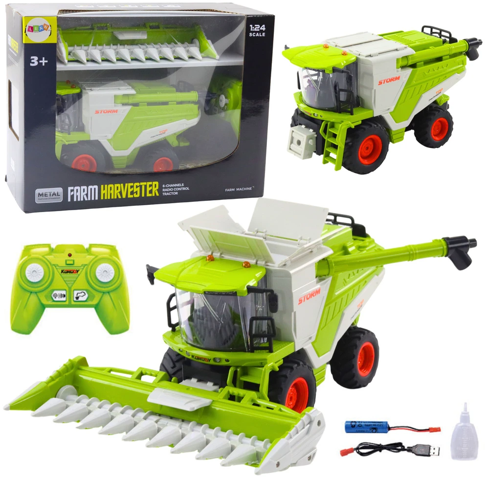 Lean Toys Nuotoliniu būdu valdomas kombainas su kukurūzų pjaunamąja