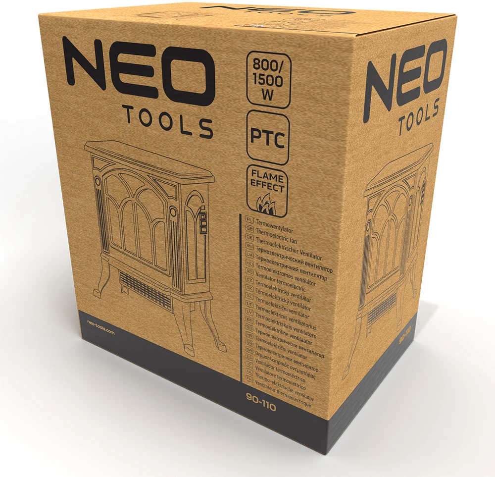 Keraminis šildytuvas NEO 800W/1500W su liepsnos efektu