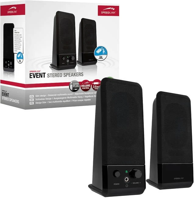 Kompiuterio kolonėlės „Speedlink“ – „Event“ USB maitinami stereo kompiuterio garsiakalbiai