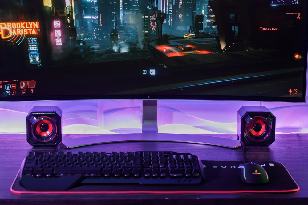 Kompiuterio kolonėlės Raudonos SureFire Gator Eye Gaming 2.0 garsiakalbiai
