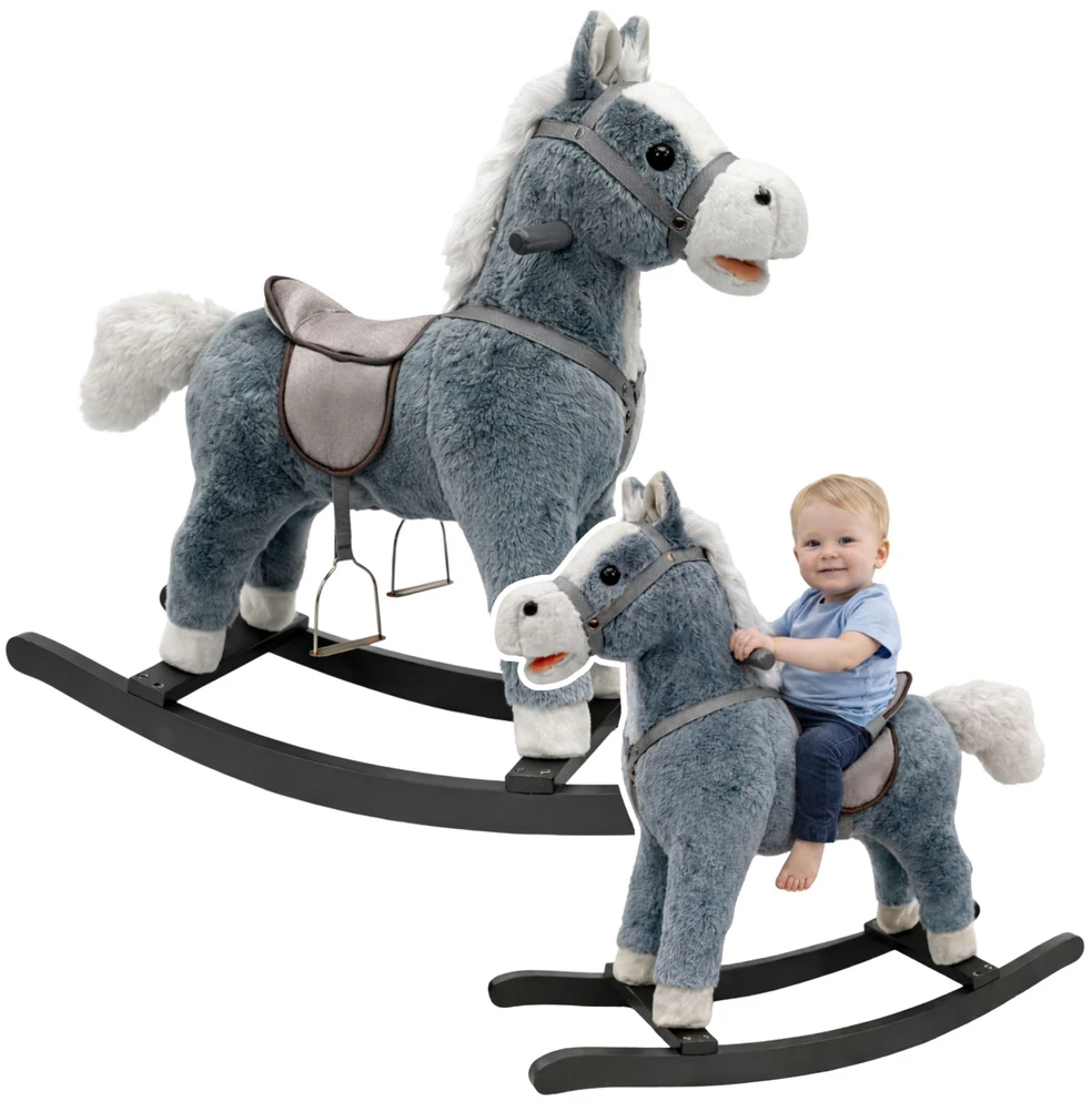 Lean Toys Supamasis arkliukas 74 cm, pilkas
