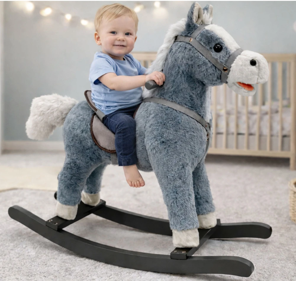 Lean Toys Supamasis arkliukas 74 cm, pilkas