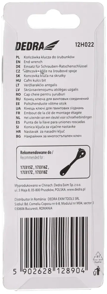 Dedra Końcówka Atsuktuvo antgalis, 1/2 colio chromuotas lizdas