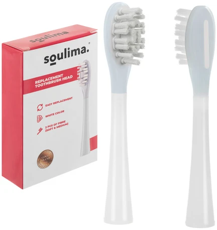 Baltas dantų šepetėlio galvutės, 2 vnt., Soulima 26929