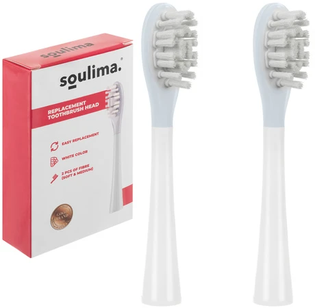 Baltas dantų šepetėlio galvutės, 2 vnt., Soulima 26929