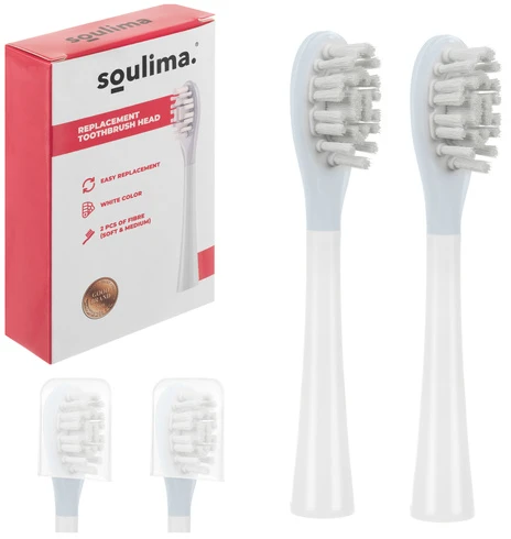 Baltas dantų šepetėlio galvutės, 2 vnt., Soulima 26929