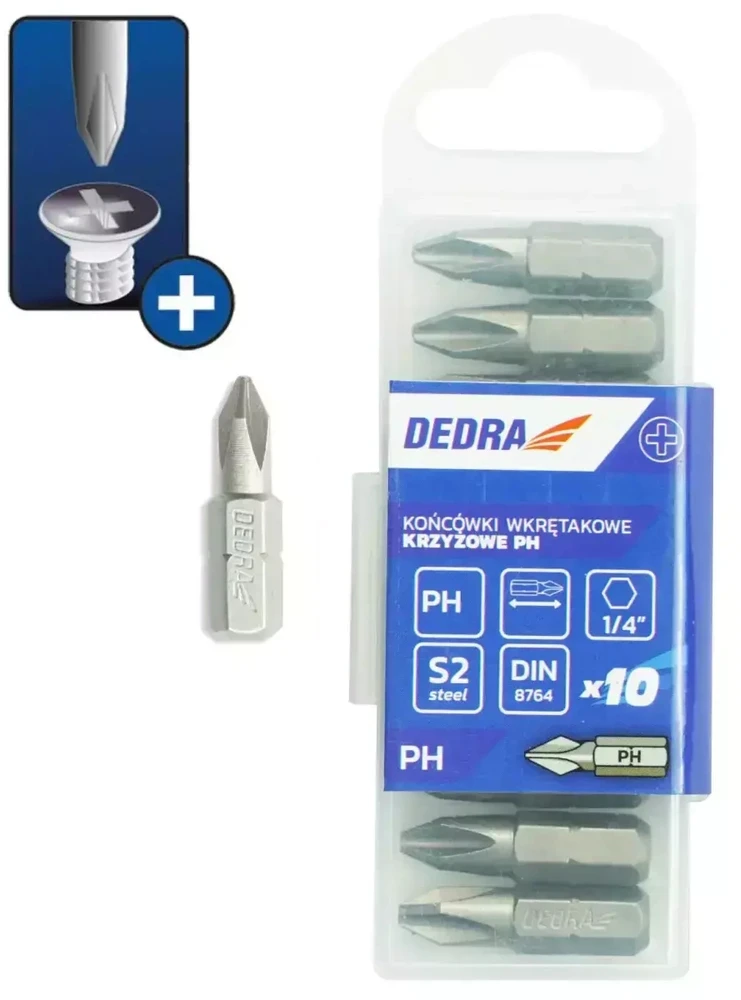 Dedra Atsuktuvo antgaliai Phillips PH1x25mm10vnt plast deute