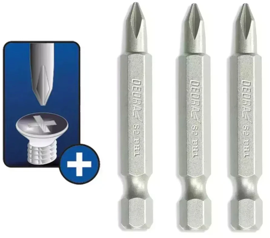 Dedra Atsuktuvo antgaliai Phillips PH2x50mm 3vnt blisteris