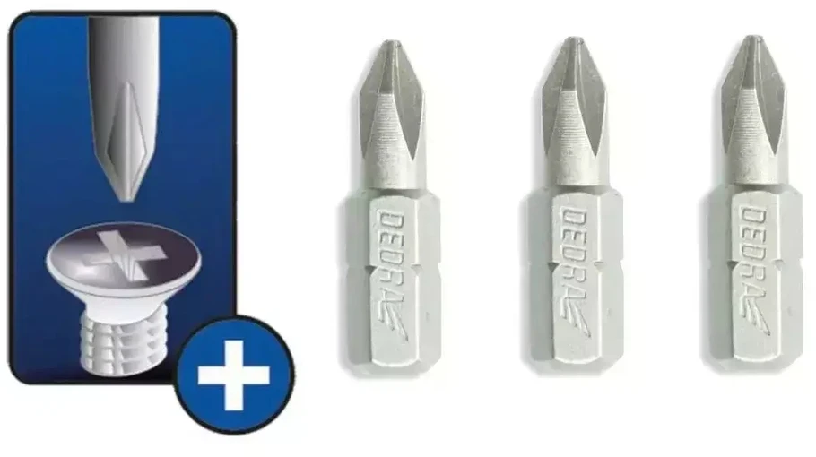 Dedra Atsuktuvo antgaliai Phillips PH3x25mm 3vnt blisteris