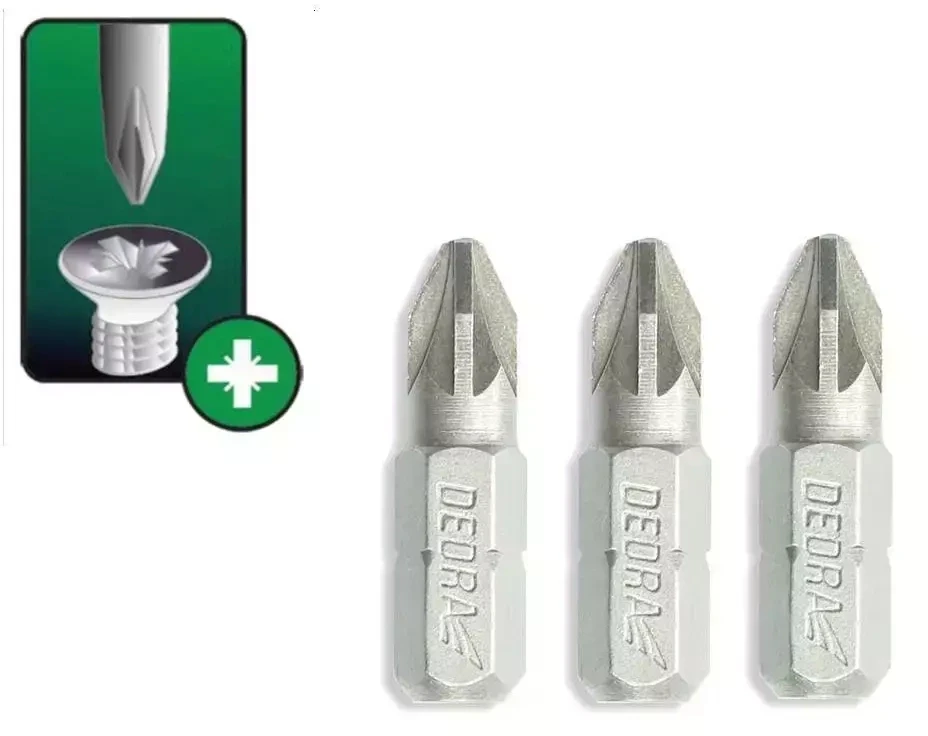 Dedra Atsuktuvo antgaliai Pozidriv PZ2x25mm 3vnt blisteris