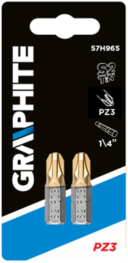 Graphite Koncówki PZ3 x 25 mm atsuktuvo antgaliai, 2 vnt.