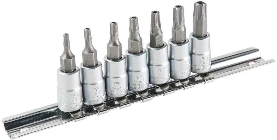 Koncówki Torx antgaliai ant 35 mm lizdo, 7 vnt. rinkinys