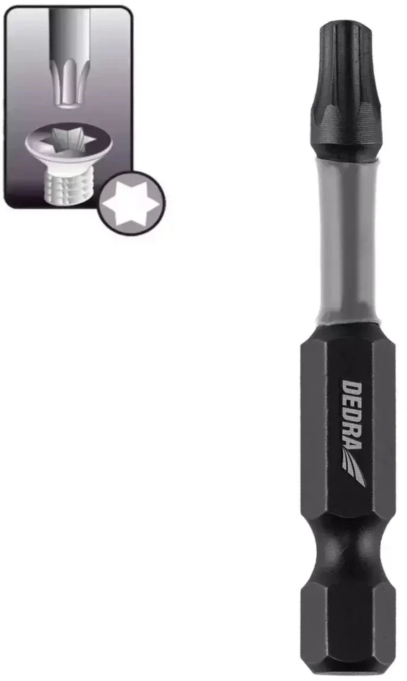 Dedra Koncówki Torx smūginio atsuktuvo antgaliai t30x50mm, 2 vnt. blisterinėje pakuotėje
