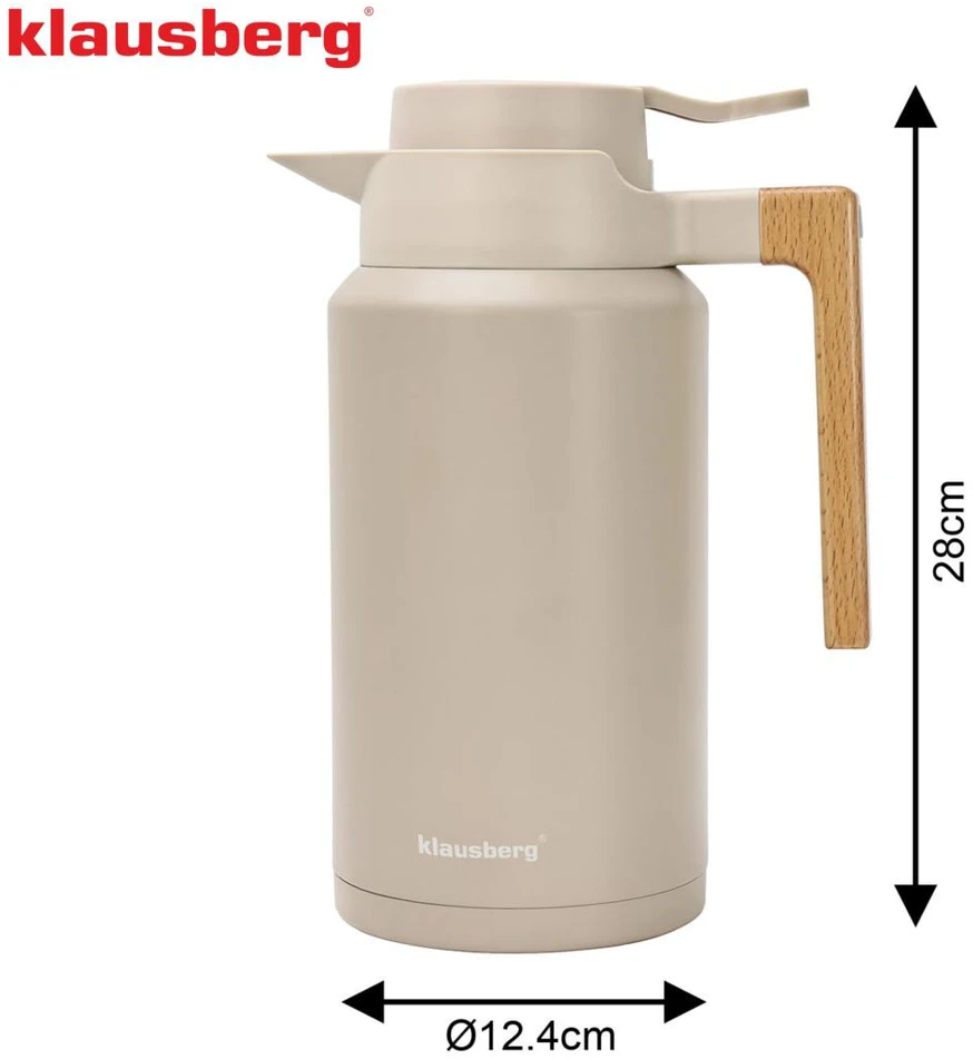 Konferencinis termosas, 2 l, 304 plienas, be BPA, smėlio spalvos, klausberg, kb-9014