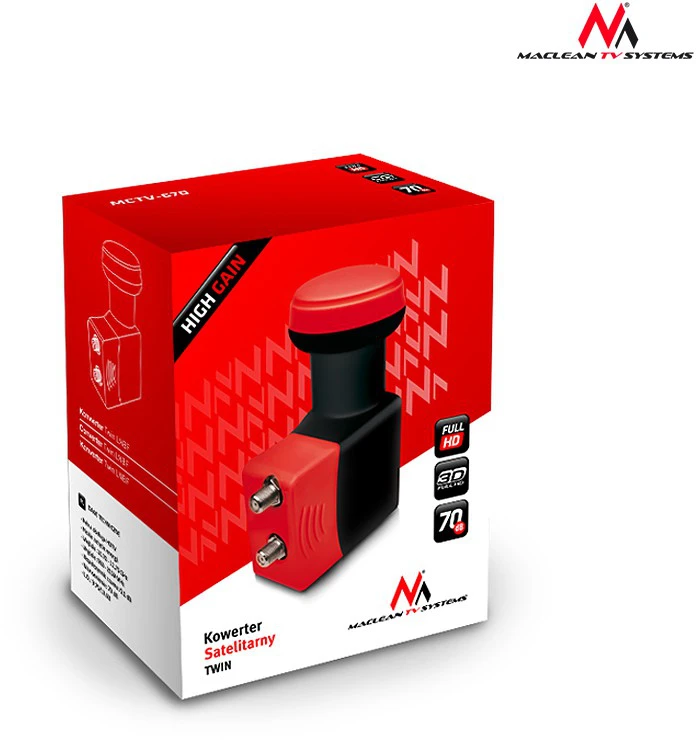 MACLEAN MCTV-670 Maclean MCTV-670 TWIN 2 imtuvas LNB 0,1dB jungiklis High Gain
