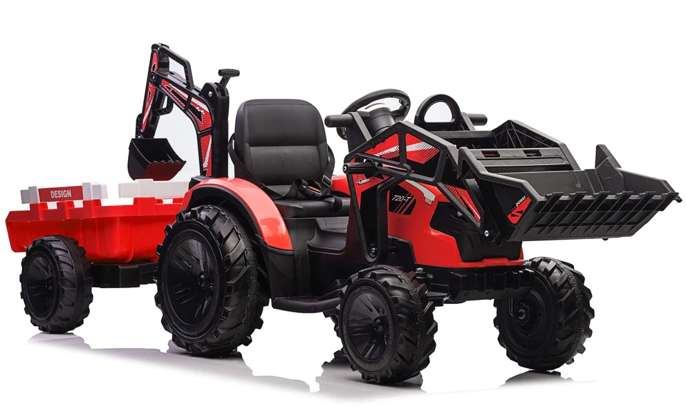 Lean Cars Akumuliatorinis ekskavatorius su priekaba SX2068 raudonas