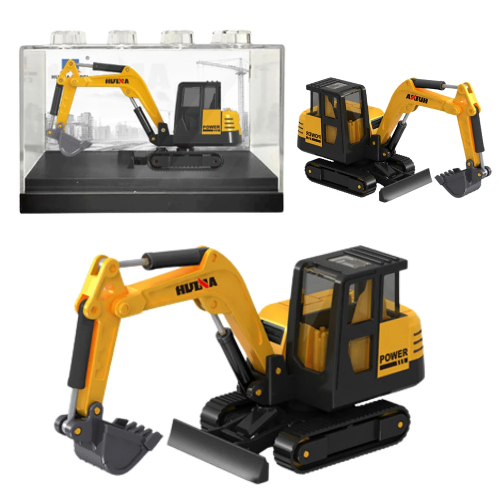 Kolekcinis HUINA vikšrinio ekskavatoriaus modelis – geltonas 1:80