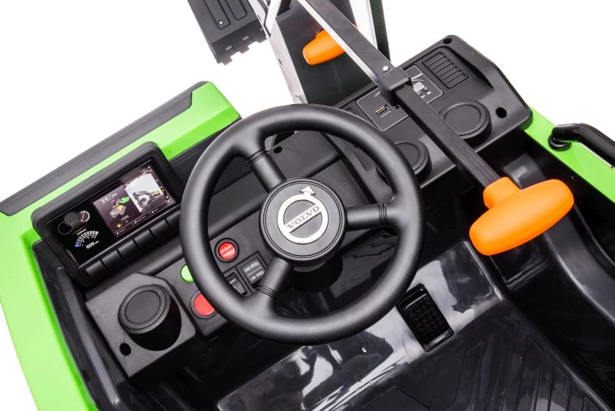 Lean Cars Vienvietis akumuliatorinis eskavatorius vaikams Volvo DK-VE888 Lean Toys, žalias