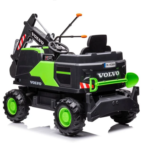 Lean Cars Vienvietis akumuliatorinis eskavatorius vaikams Volvo DK-VE888 Lean Toys, žalias