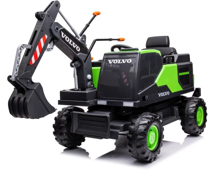 Lean Cars Vienvietis akumuliatorinis eskavatorius vaikams Volvo DK-VE888 Lean Toys, žalias