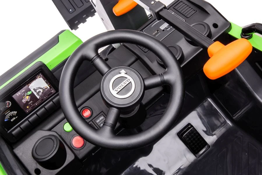 Lean Cars Vienvietis akumuliatorinis eskavatorius vaikams Volvo DK-VE888 Lean Toys, žalias