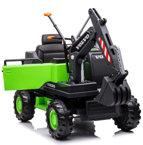 Lean Cars Vienvietis akumuliatorinis eskavatorius vaikams Volvo DK-VE888 Lean Toys, žalias